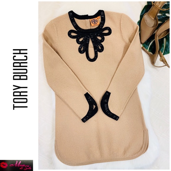❌SOLD❌TORY BURCH Beige Dawson Wool Beaded Sweater - Picture 2 of 8